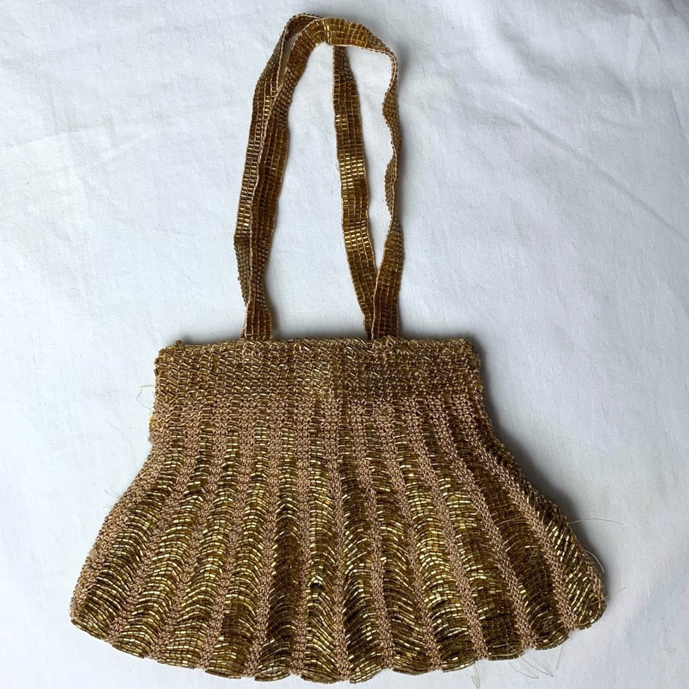 Beaded women’s evening bag, purse, hand bag,gold beads, magnetic closure